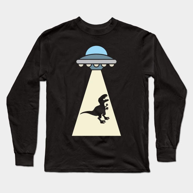 Funny Dinosaur UFO Alien Abduction Long Sleeve T-Shirt by TwistedCharm